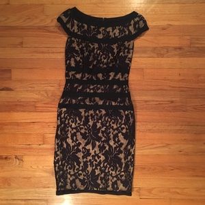 Tadashi Shoji navy lace evening dress